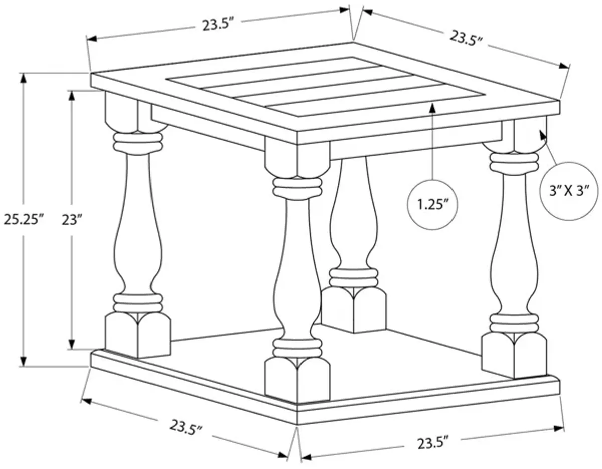Monarch Specialties I 3970 - Accent Table, 2 Tier, End, Side Table, Square, Nightstand, Bedroom, Lamp, Brown Veneer, Traditional