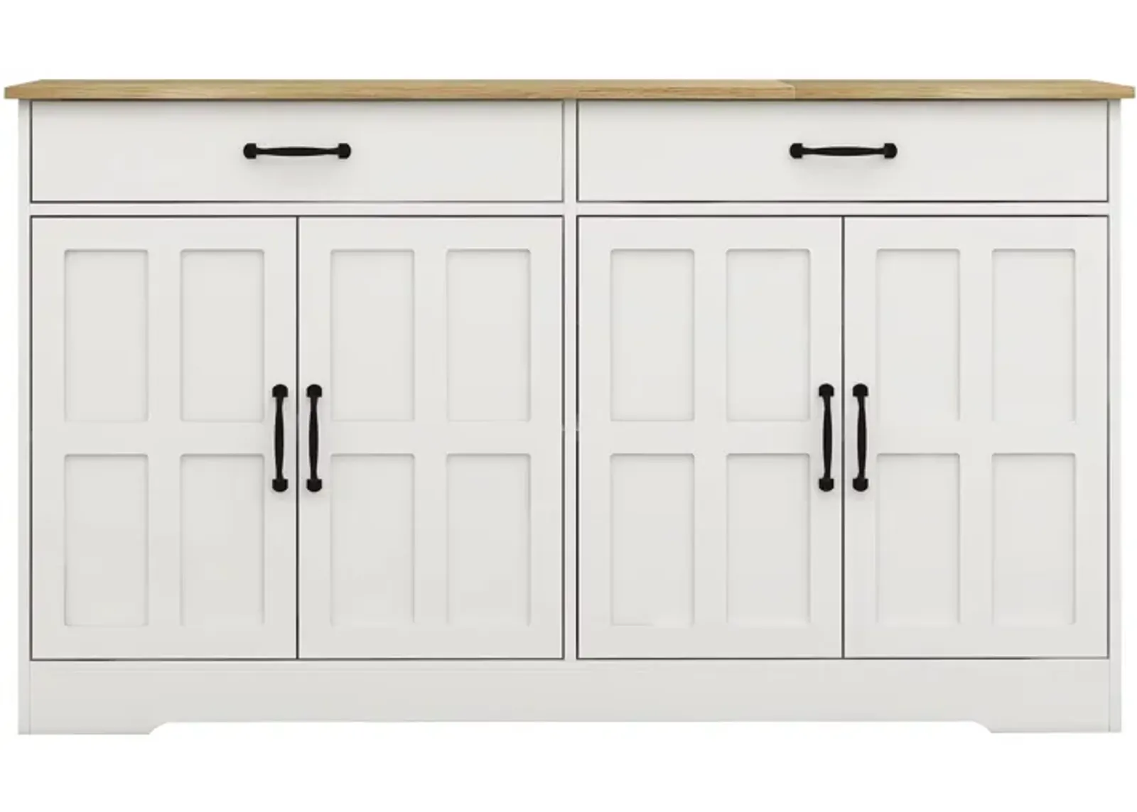 White Wood 55.91 in. Sideboard with Shaker Style Design Doors