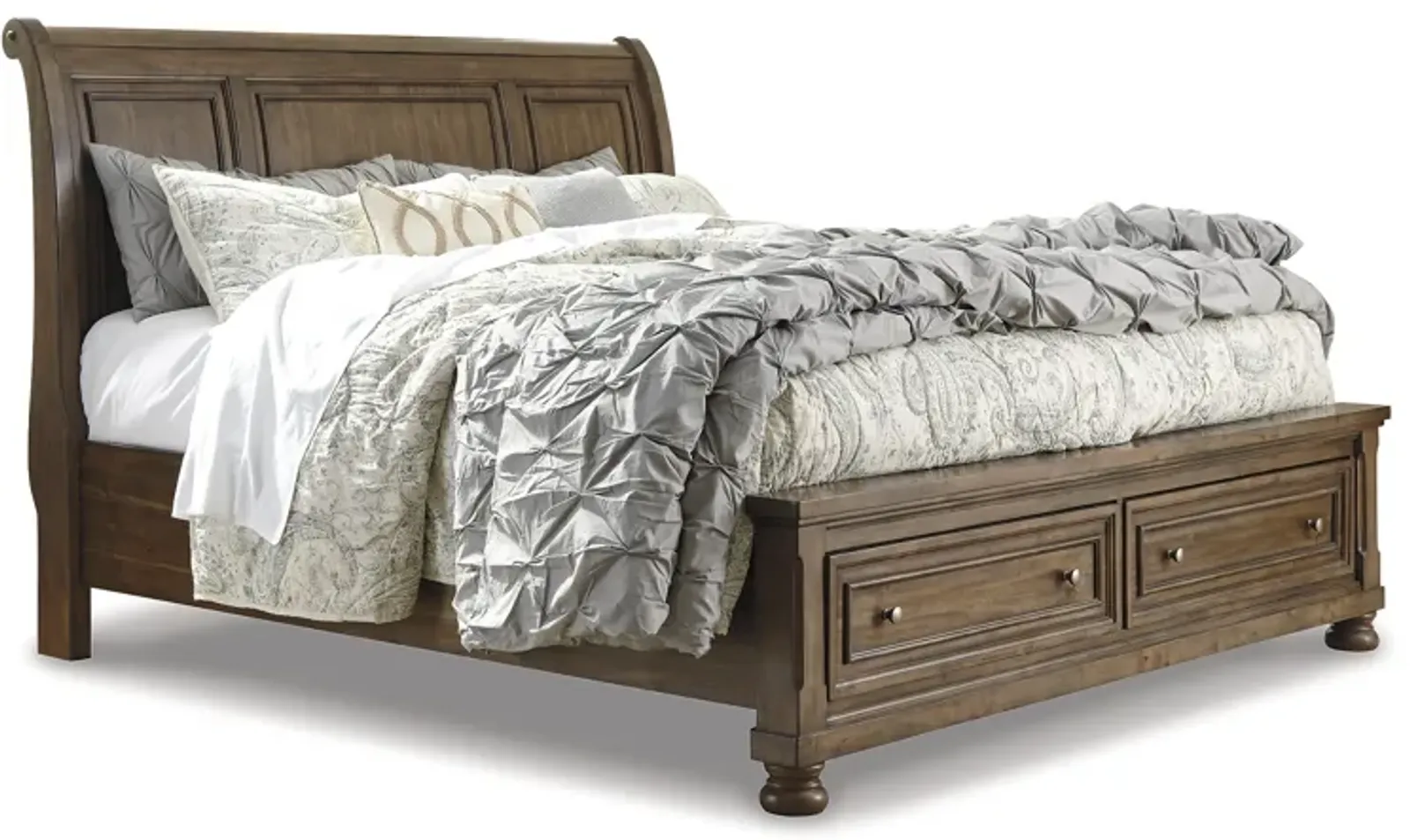 Flynnter Queen Sleigh Bed with 2 Storage Drawers