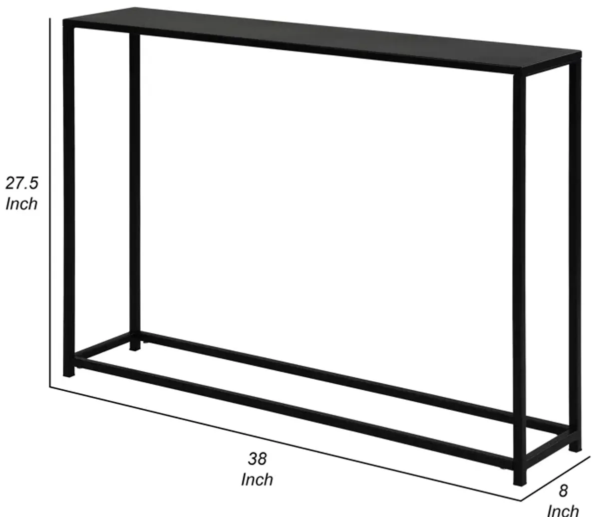 Eme 38 Inch Console Sofa Table, Rectangular Top, Modern Black Metal Frame - Benzara