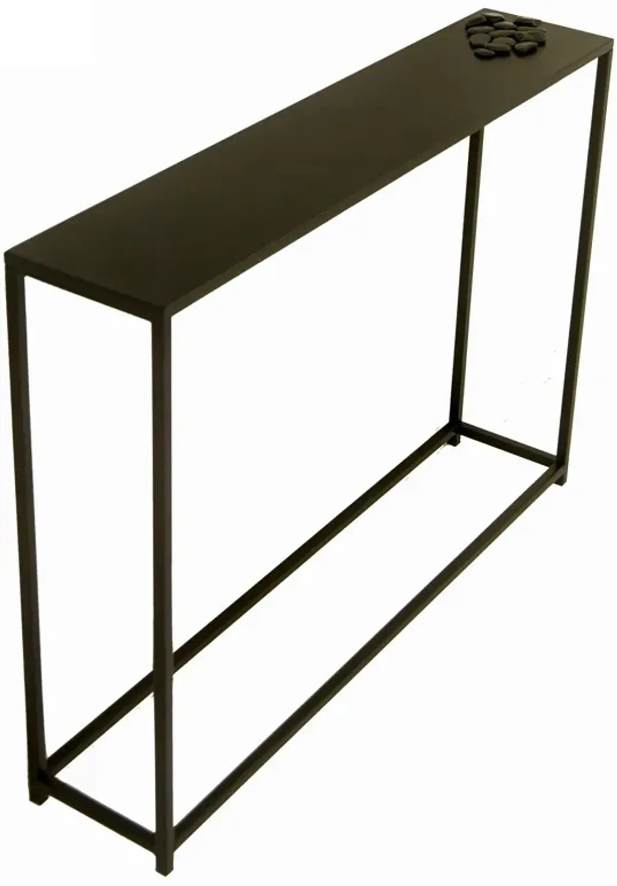 Eme 38 Inch Console Sofa Table, Rectangular Top, Modern Black Metal Frame - Benzara