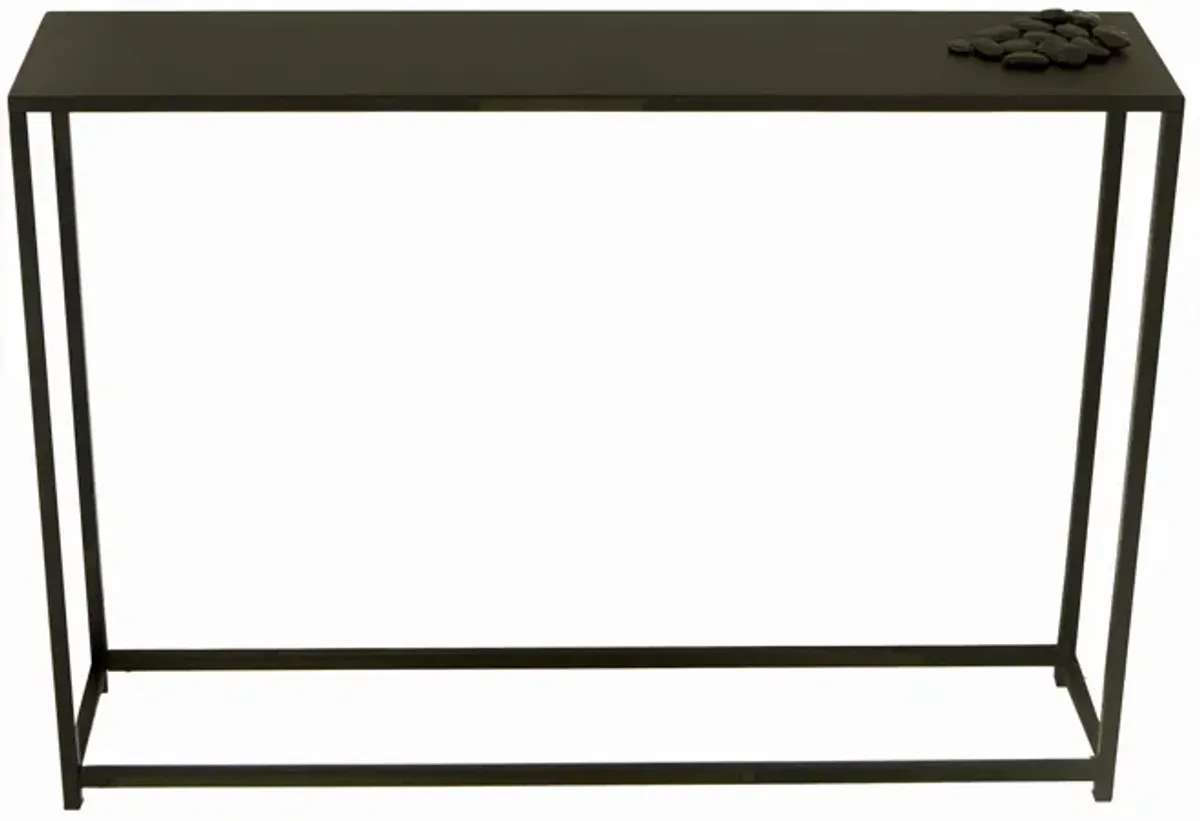 Eme 38 Inch Console Sofa Table, Rectangular Top, Modern Black Metal Frame - Benzara