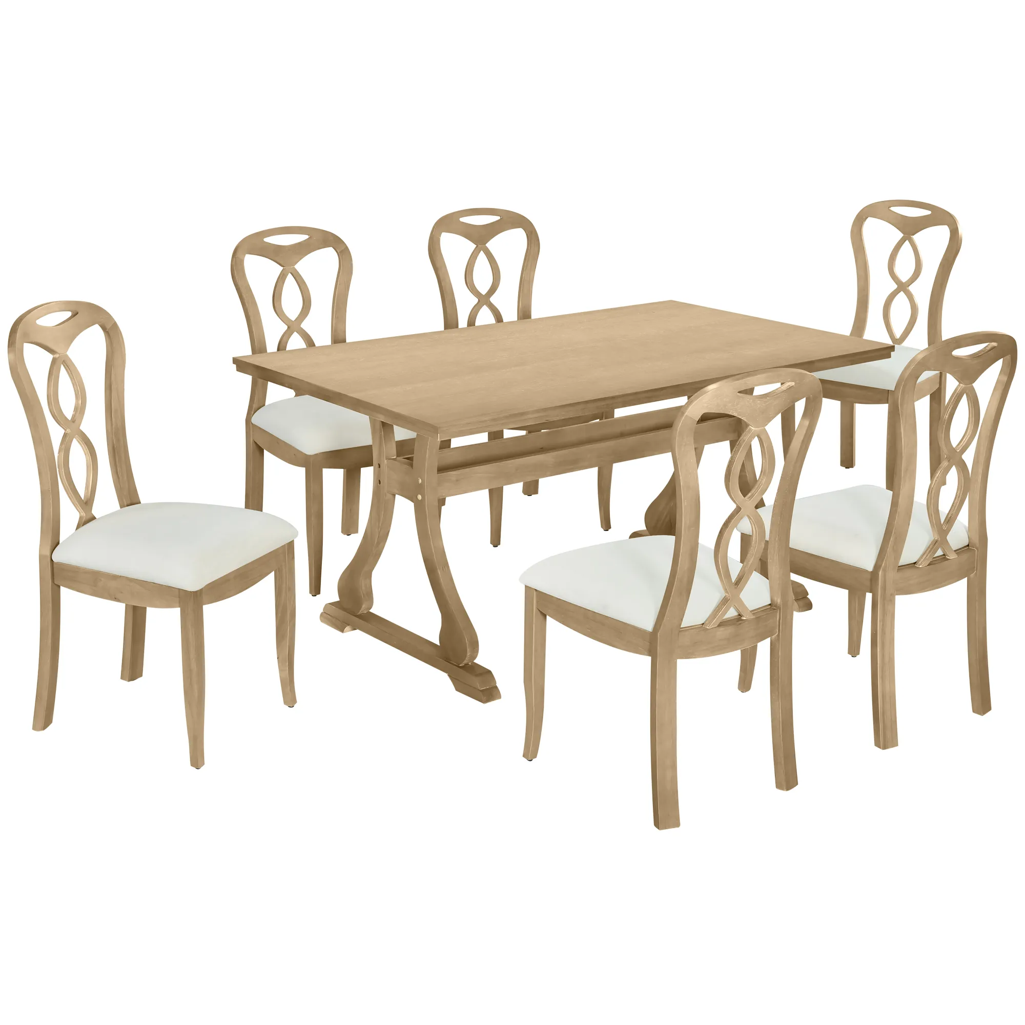 Merax Retro Table with Chairs and Bench Dining Set