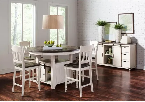 Jofran Five Piece Reclaimed Solid Wood Counter Height Round Dining Set