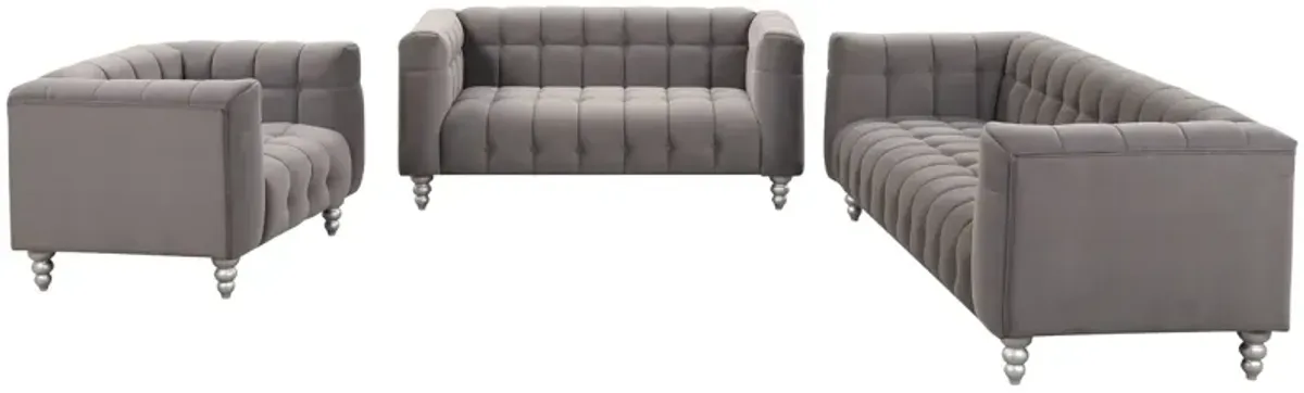 Modern 3-Piece Gray Sofa Set with Wood Legs