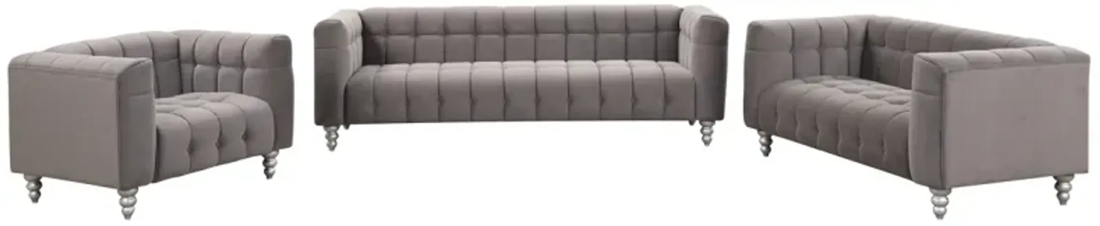 Modern 3-Piece Gray Sofa Set with Wood Legs