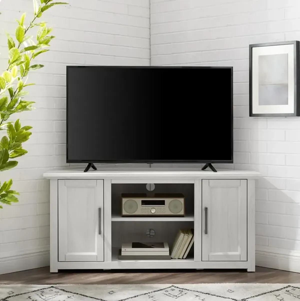 Camden 48" Corner Tv Stand Whitewash