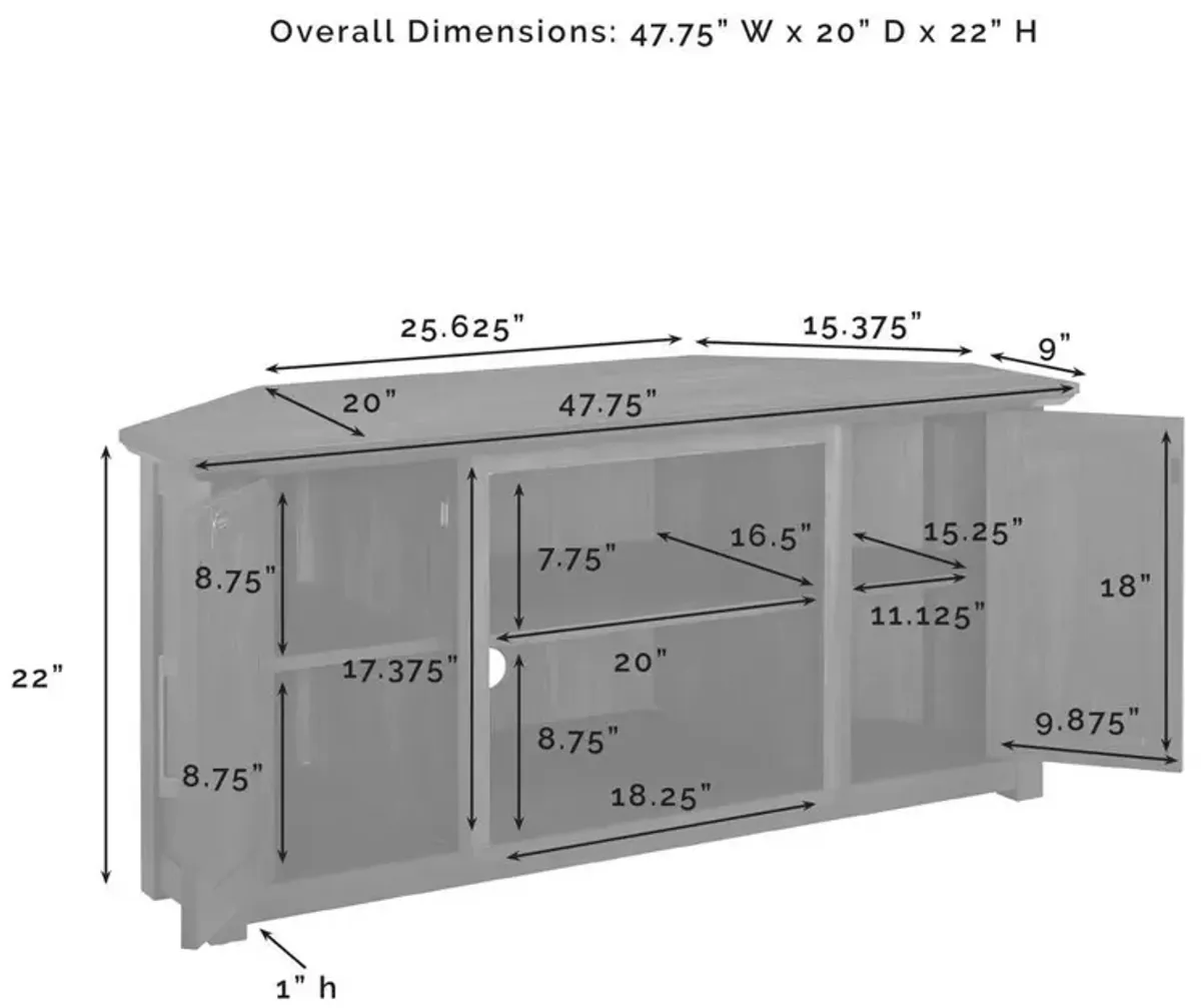 Camden 48" Corner Tv Stand Whitewash