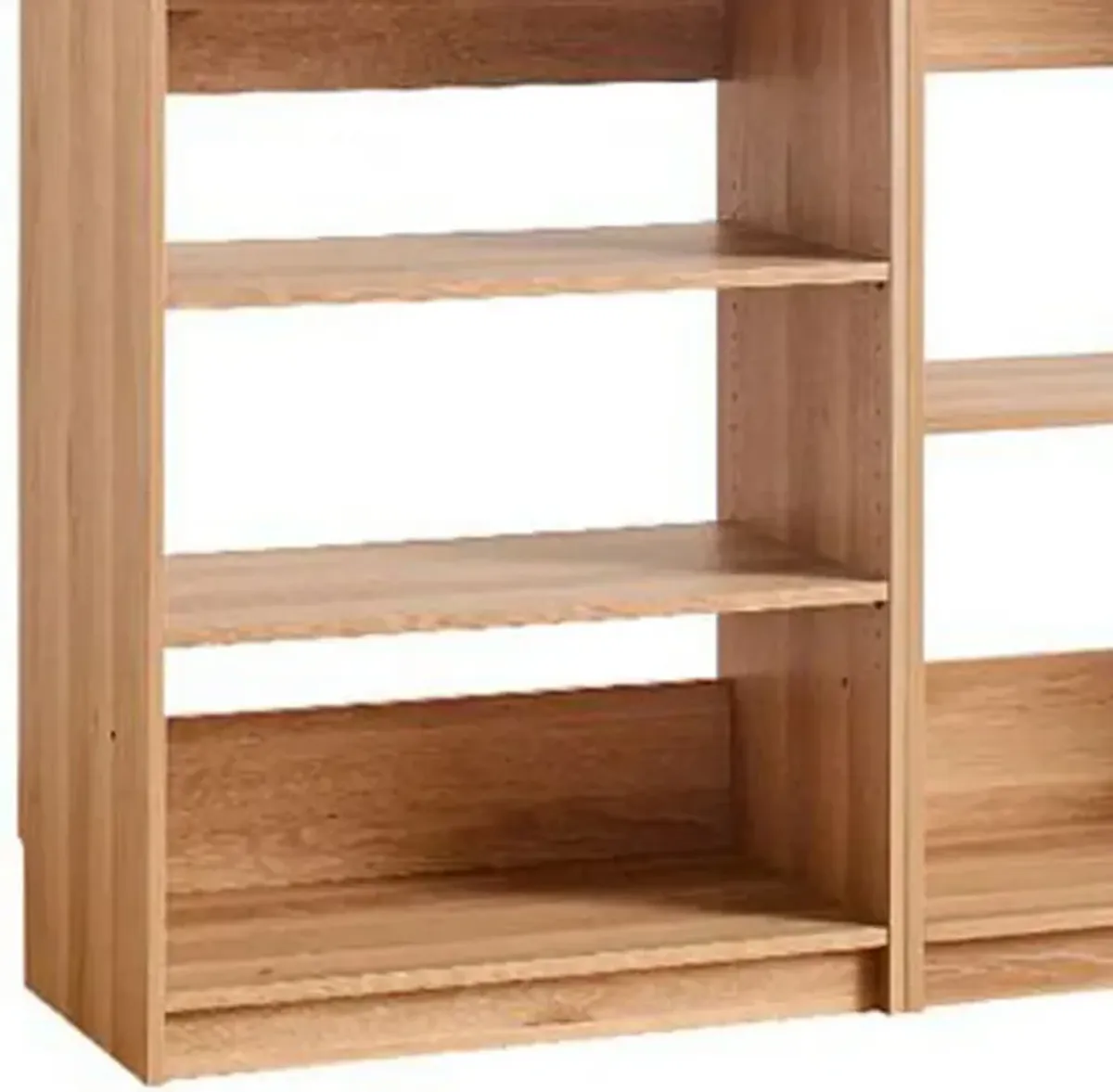 Dee Modular Closet System, 3 Clothing Racks, 6 Shelves in Oak Brown Wood - Benzara