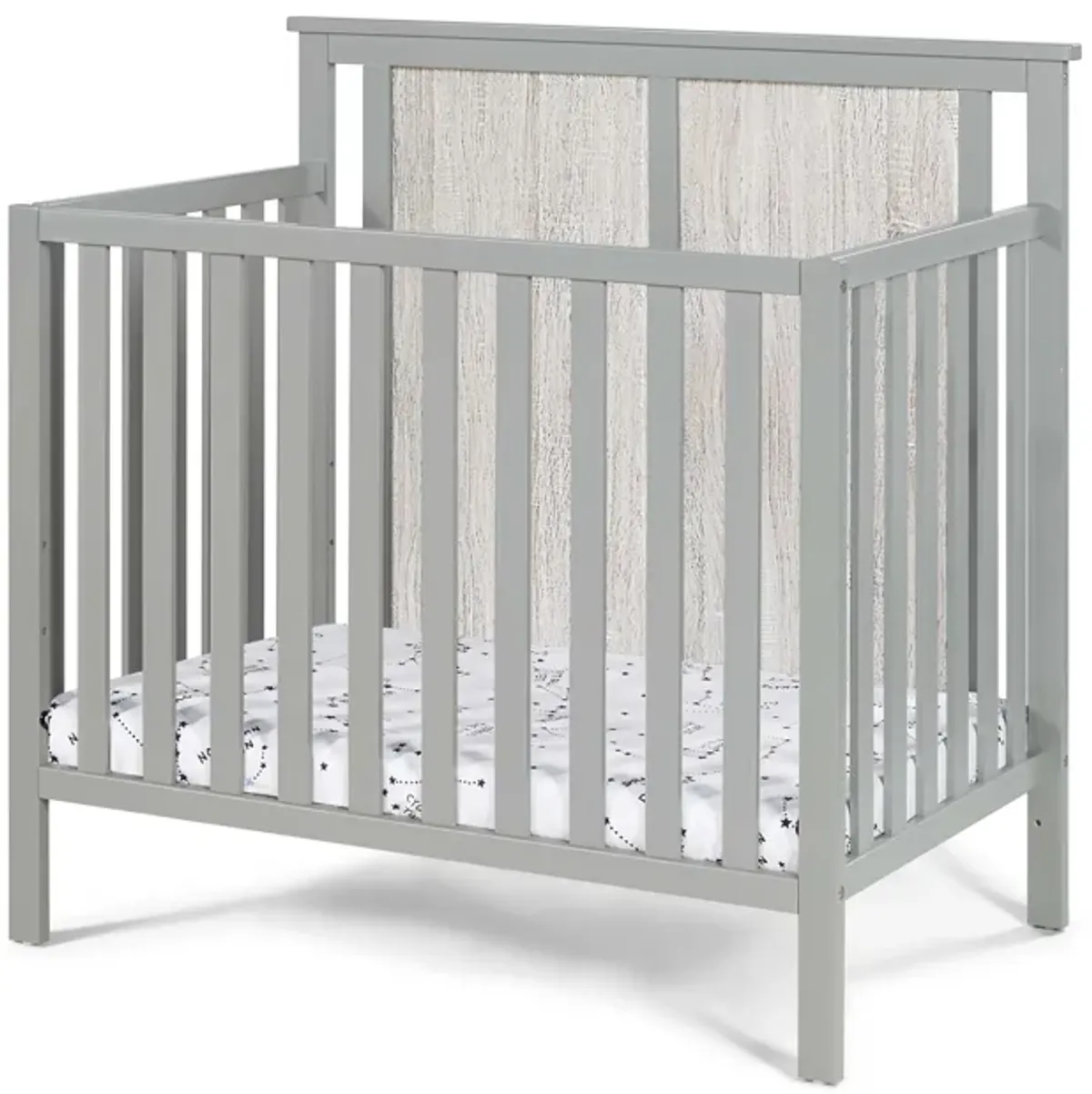 Suite Bebe Connelly Mini Crib Gray/Rockport Gray With Mattress Pad