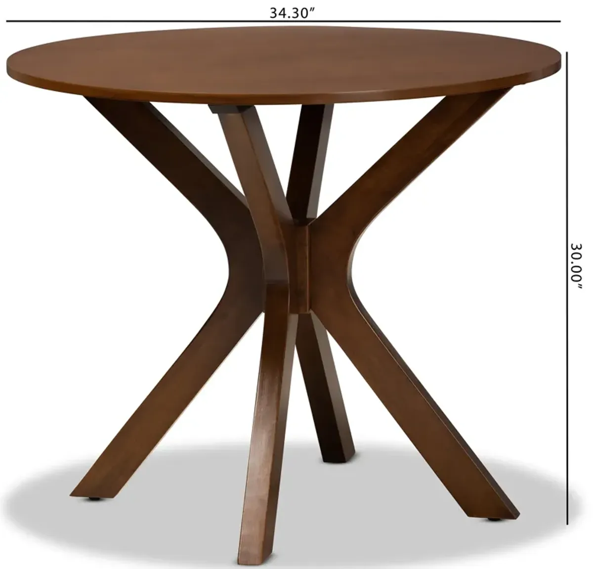 Baxton Studio Kenji Modern Walnut Brown Finished 34 Inch Wide Round Wood Dining Table