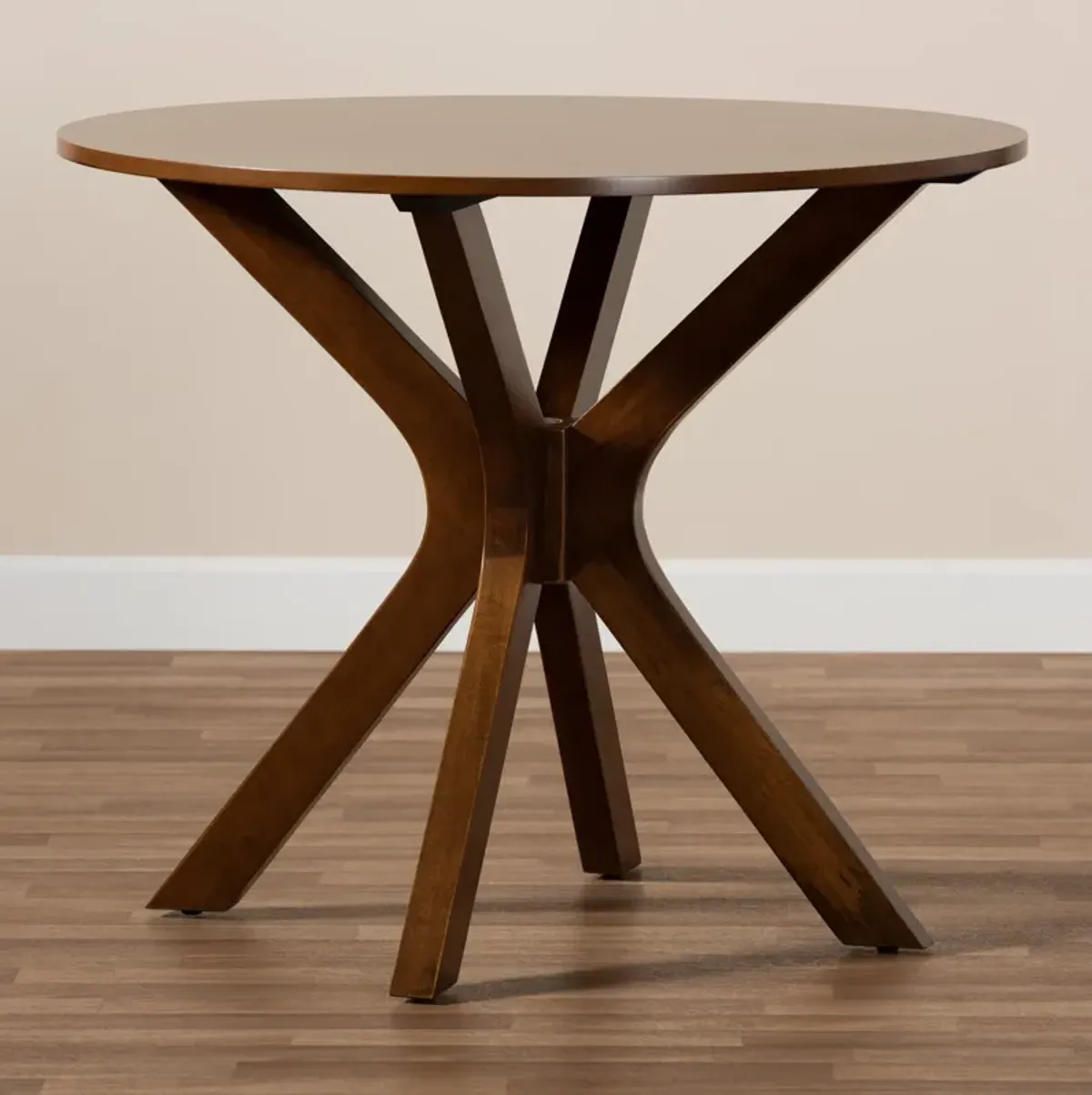 Baxton Studio Kenji Modern Walnut Brown Finished 34 Inch Wide Round Wood Dining Table