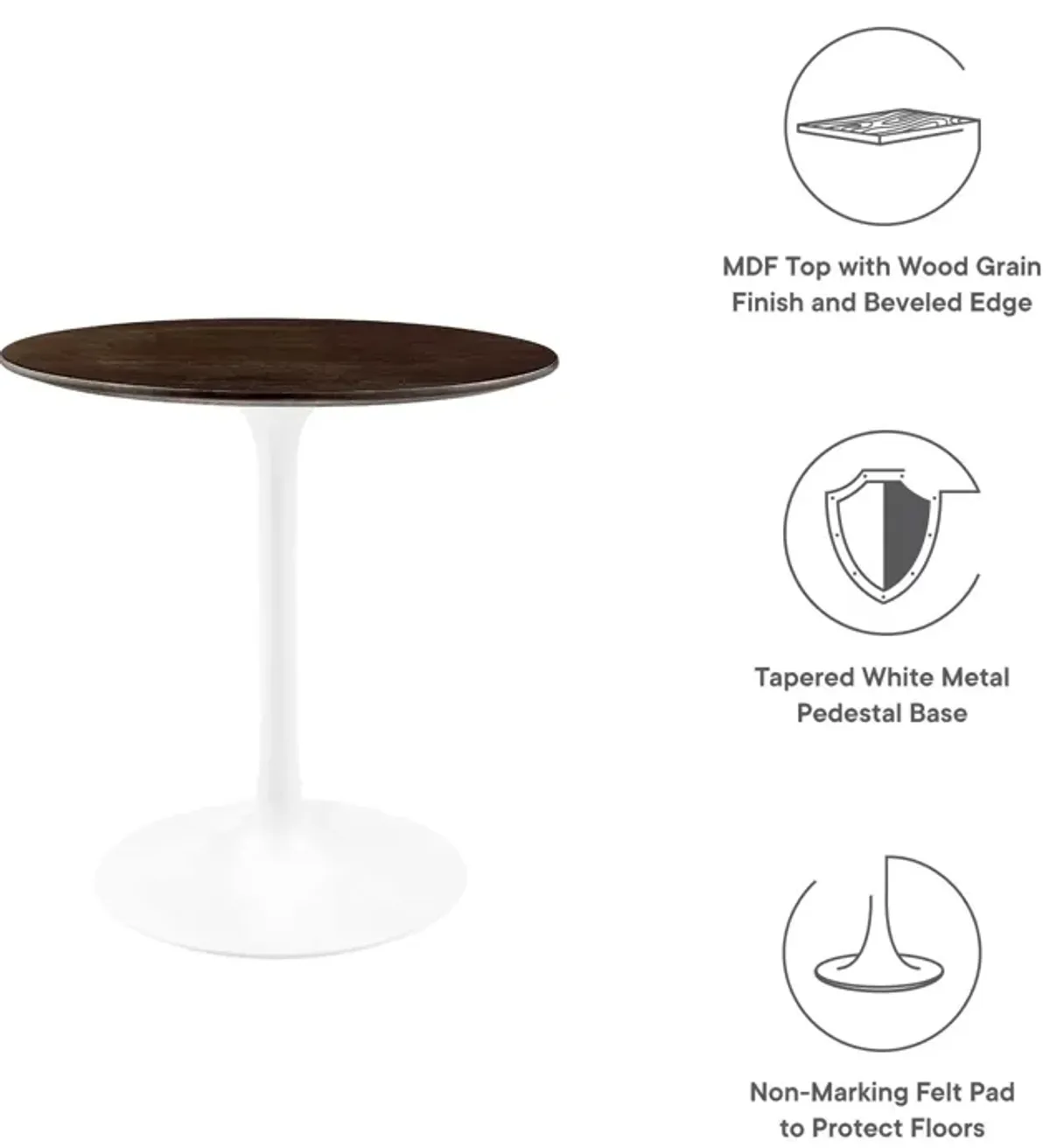 Modway - Lippa 28" Round Wood Grain Dining Table White Cherry Walnut