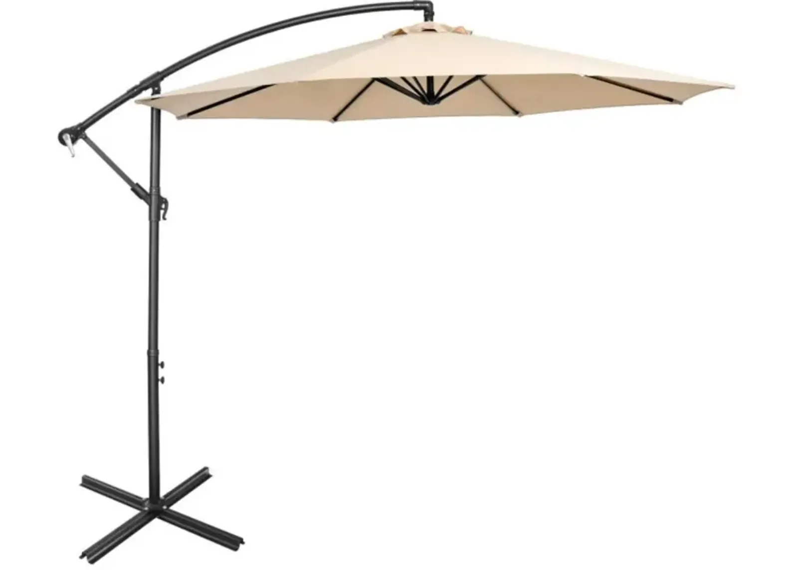 Hivvago 10 Feet Offset Umbrella with 8 Ribs Cantilever and Cross Base