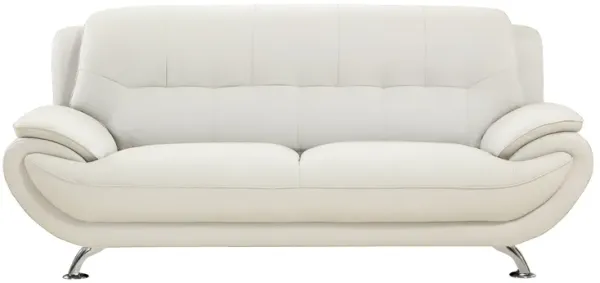 AE208 MODERN IVORY FAUX LEATHER WITH LEATHER MATCH ACCENT CLUB CHAIR