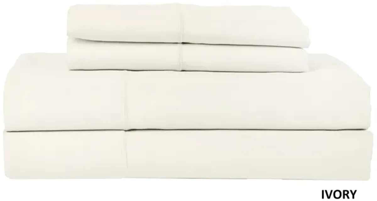 Hotel Concepts 500 Thread Count Sateen Sheet - 4 Piece Set - King, Ivory