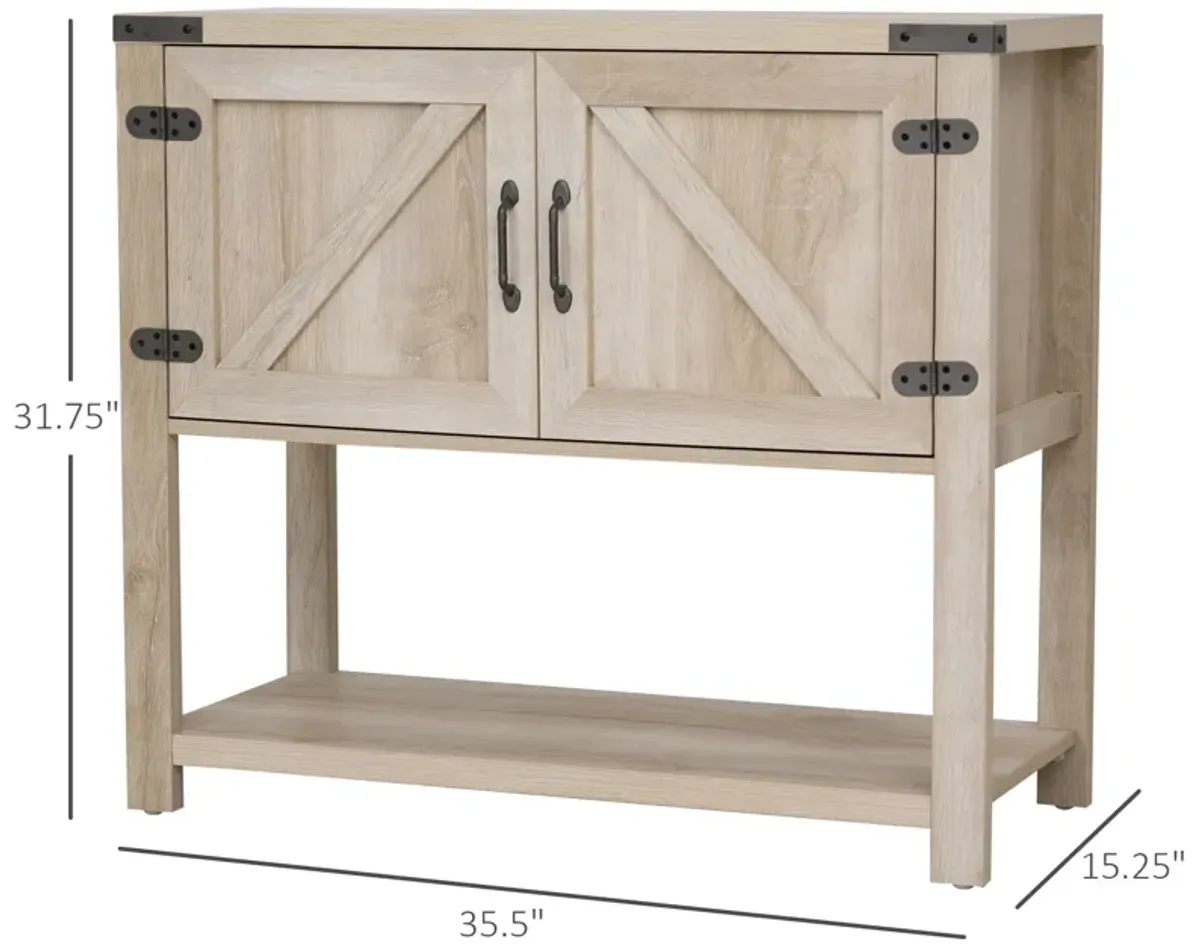 Oak Entryway Storage: 2-Door Freestanding Cabinet with Shelf