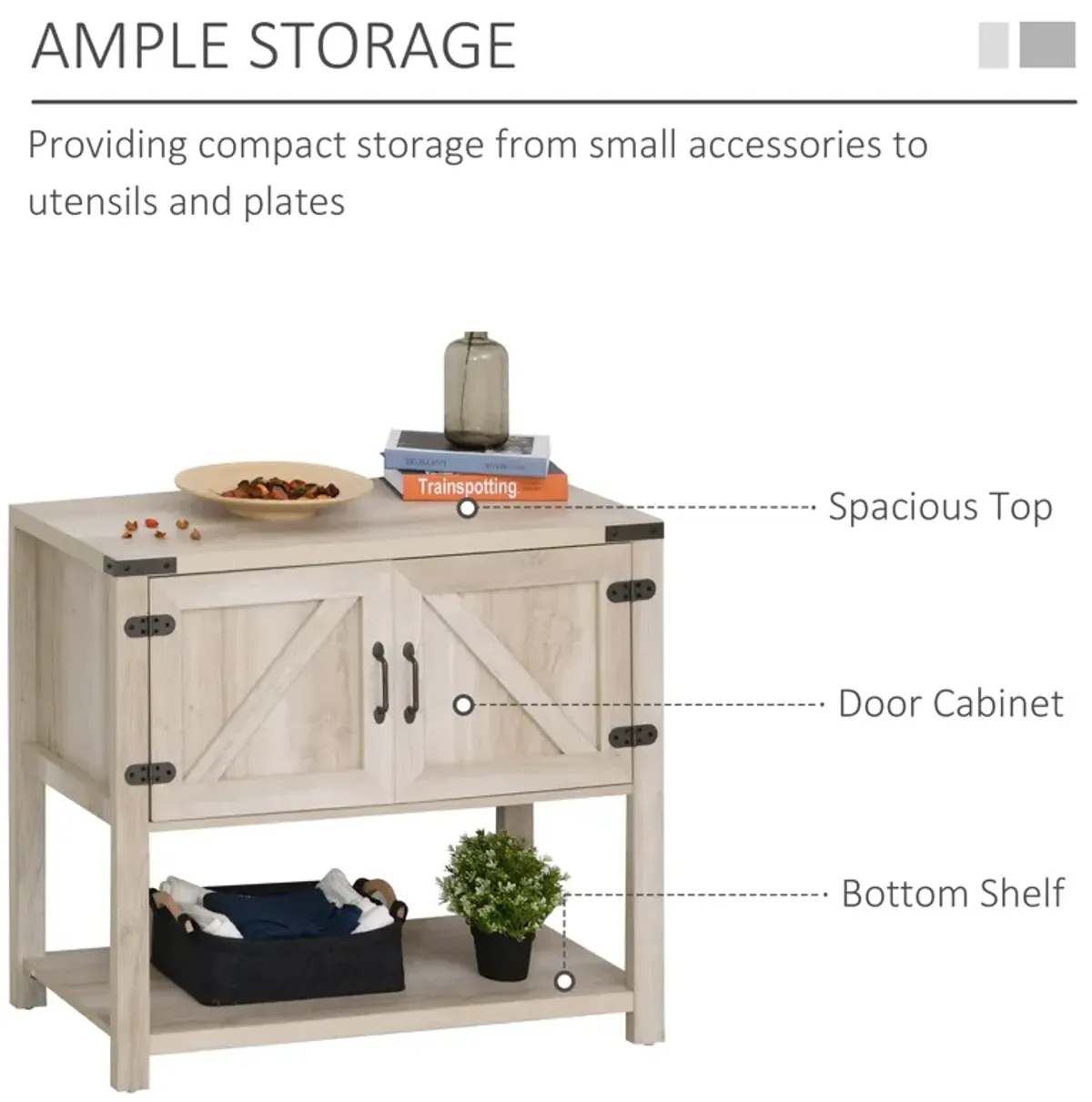 Oak Entryway Storage: 2-Door Freestanding Cabinet with Shelf