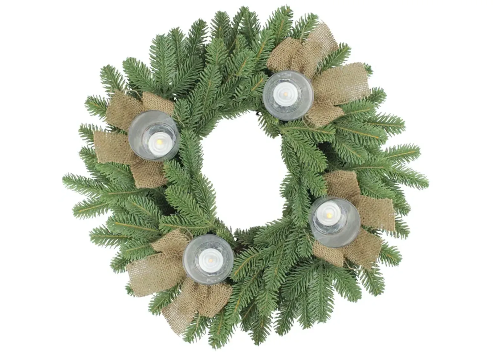 Green and Brown Pine Artificial Christmas Wreath with Candle Holder - 21-Inch  Unlit