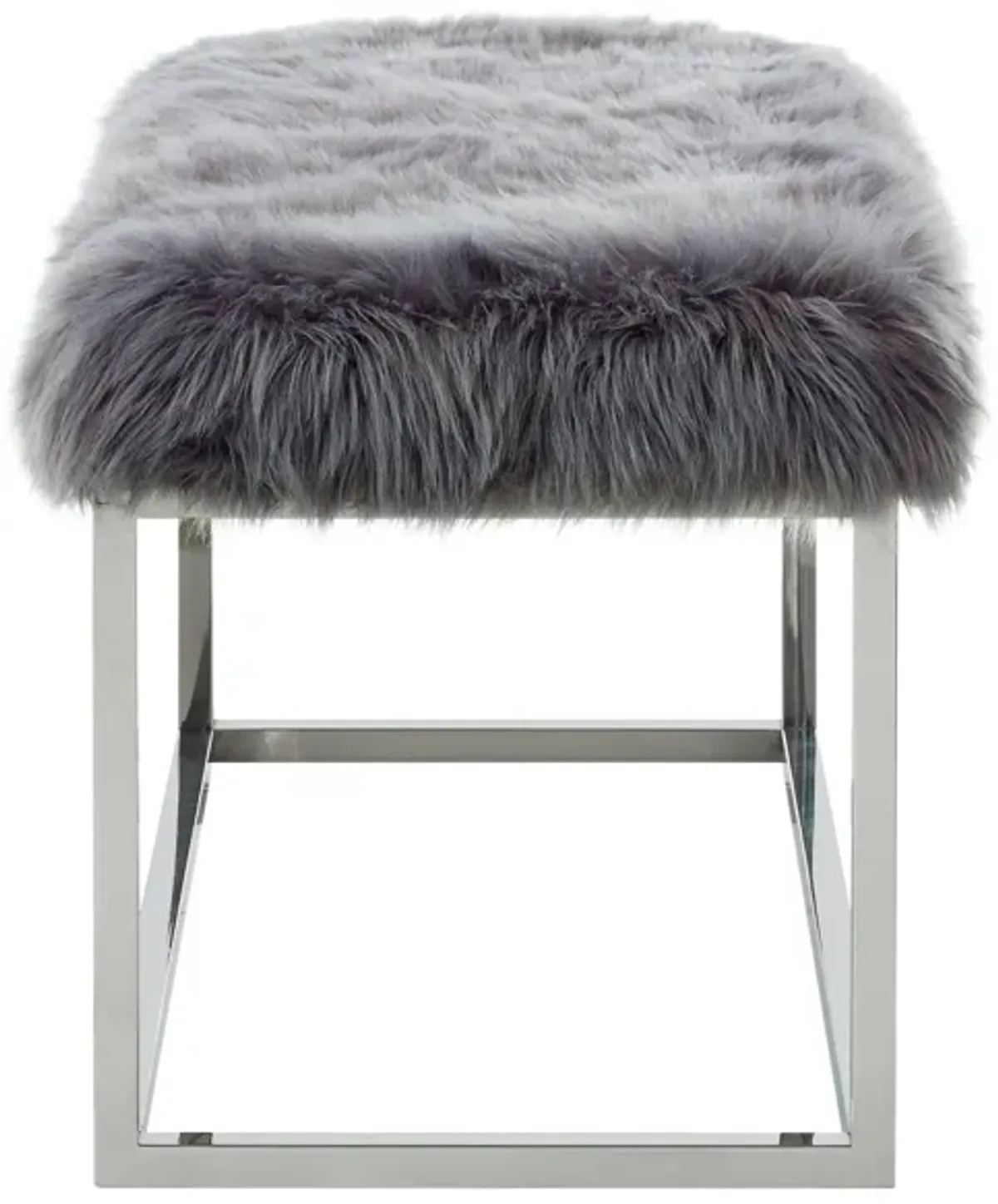 Inspired Home Willard Faux Fur Ottoman Bench