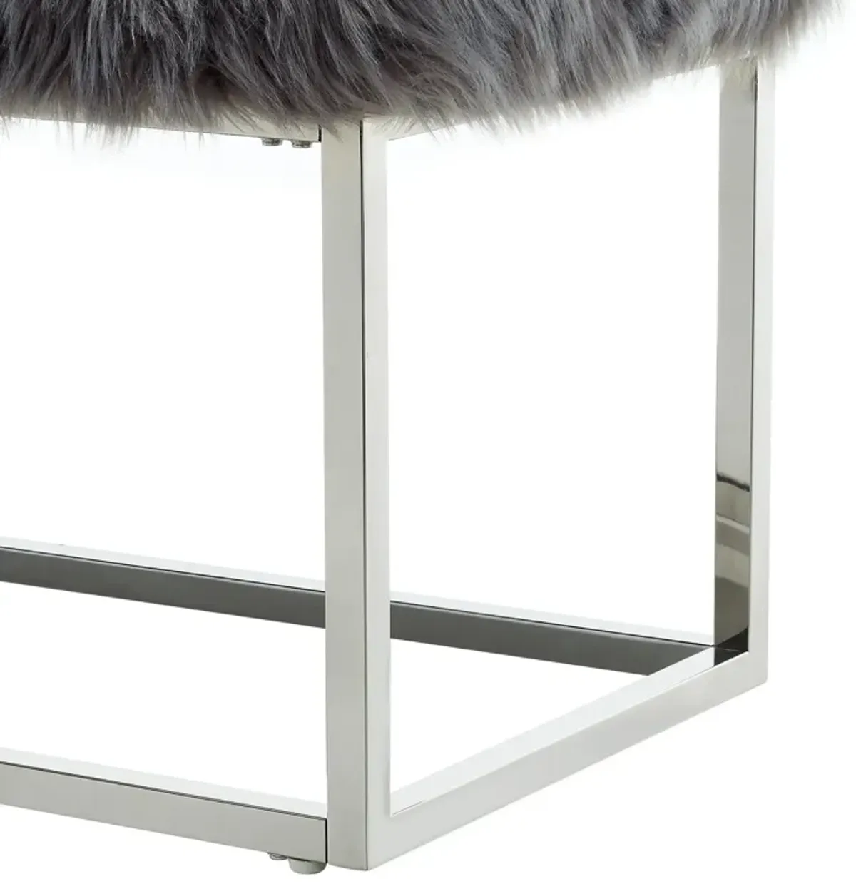 Inspired Home Willard Faux Fur Ottoman Bench