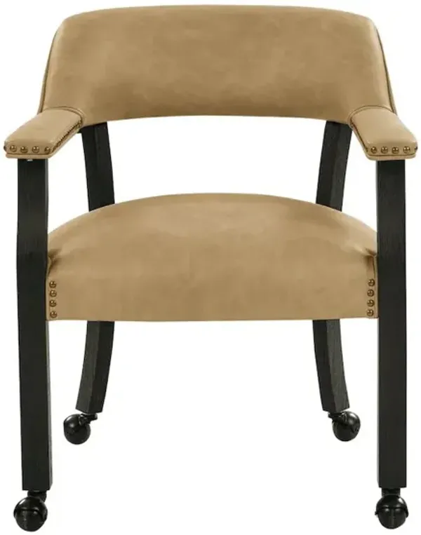 Rylie Dining Sand PU Arm Chair w/Caster