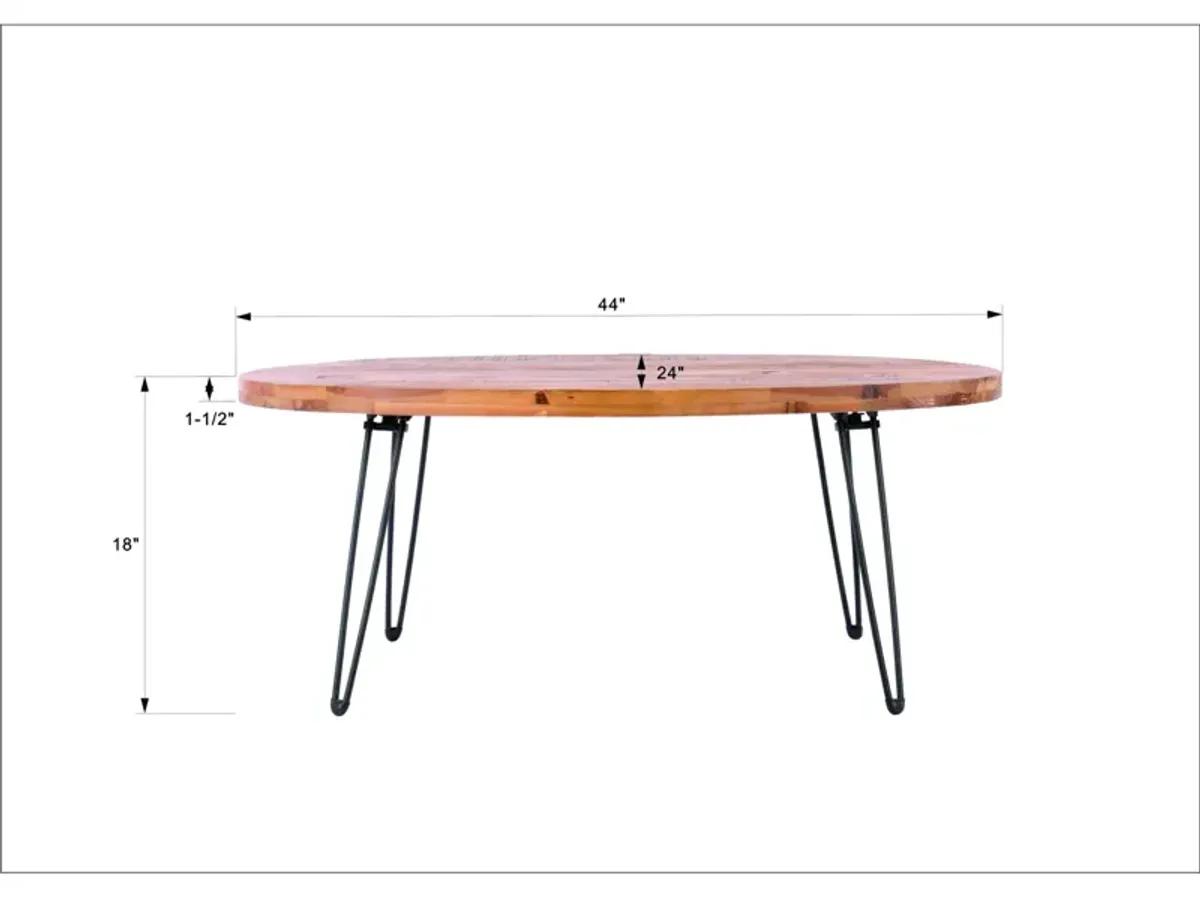 Oval Natural Reclaimed Wood Foldable Cocktail Table for Your Living Room