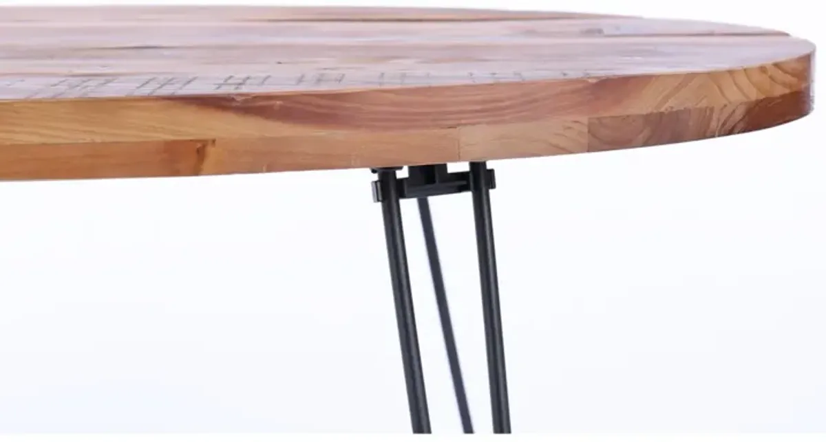 Oval Natural Reclaimed Wood Foldable Cocktail Table for Your Living Room