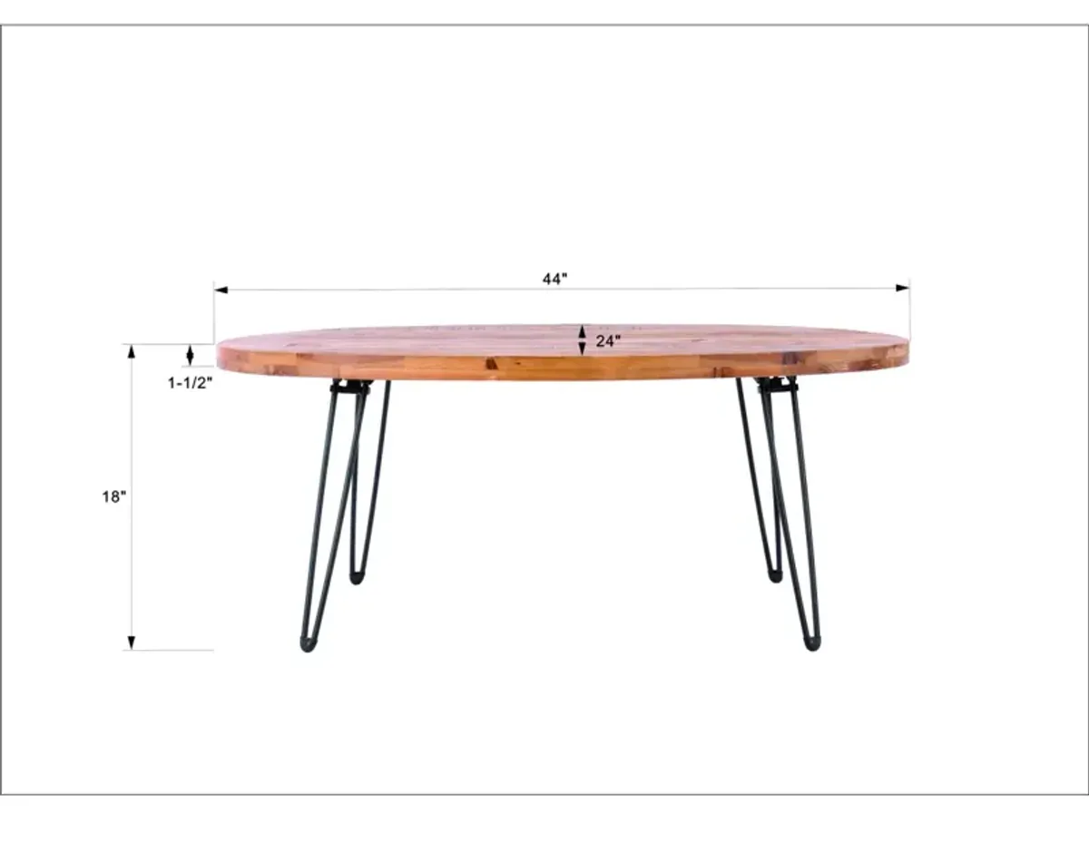 Oval Natural Reclaimed Wood Foldable Cocktail Table for Your Living Room