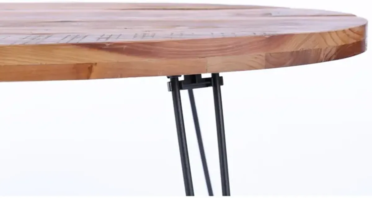 Oval Natural Reclaimed Wood Foldable Cocktail Table for Your Living Room