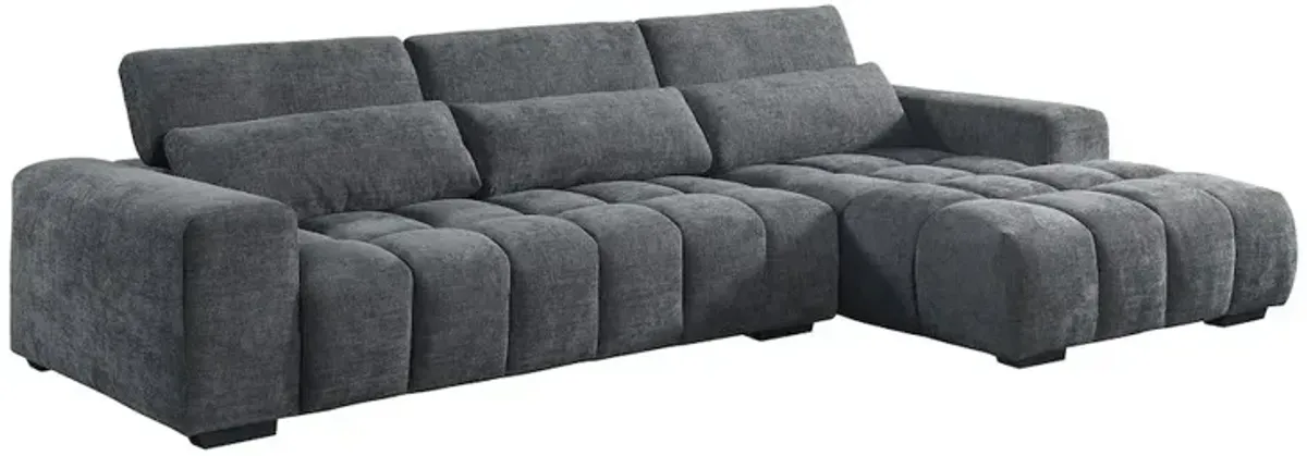 Best Quality Furniture Sectional With Right Facing Chaise In Dark Gray Chenille Fabric