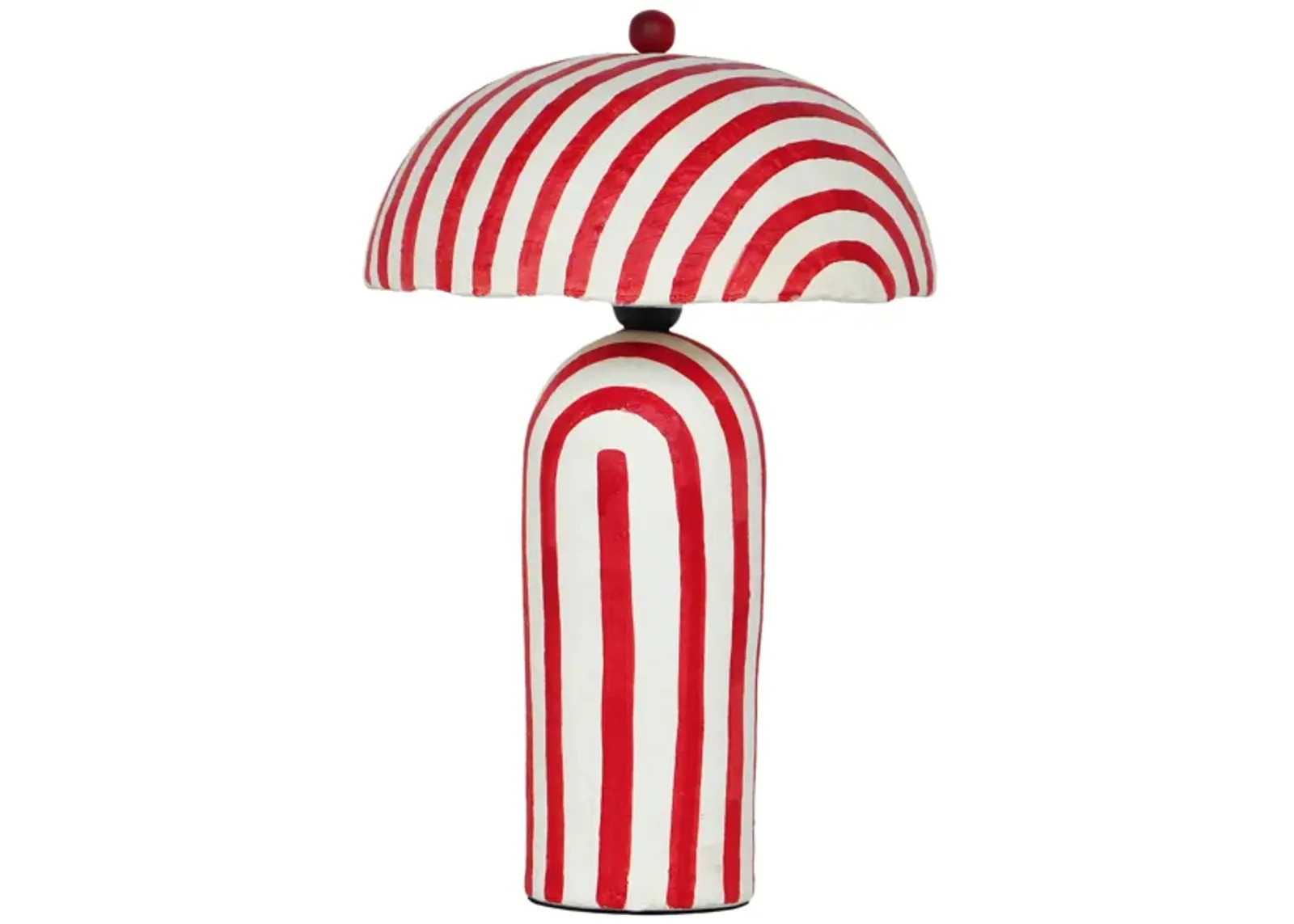 Maiori Black Striped Papier Mache Table Lamp