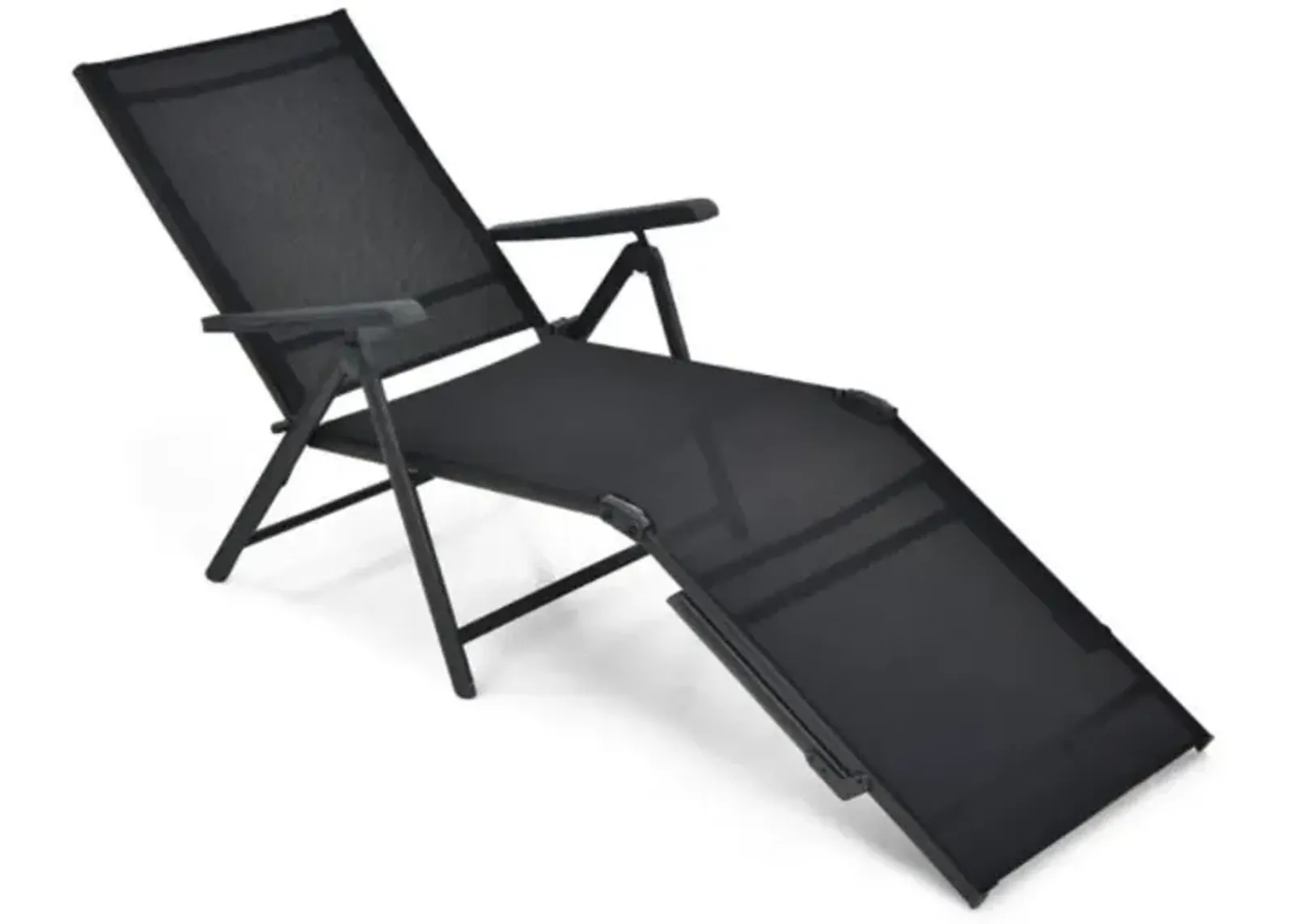 Hivvago Patio Foldable Chaise Lounge Chair with Backrest and Footrest