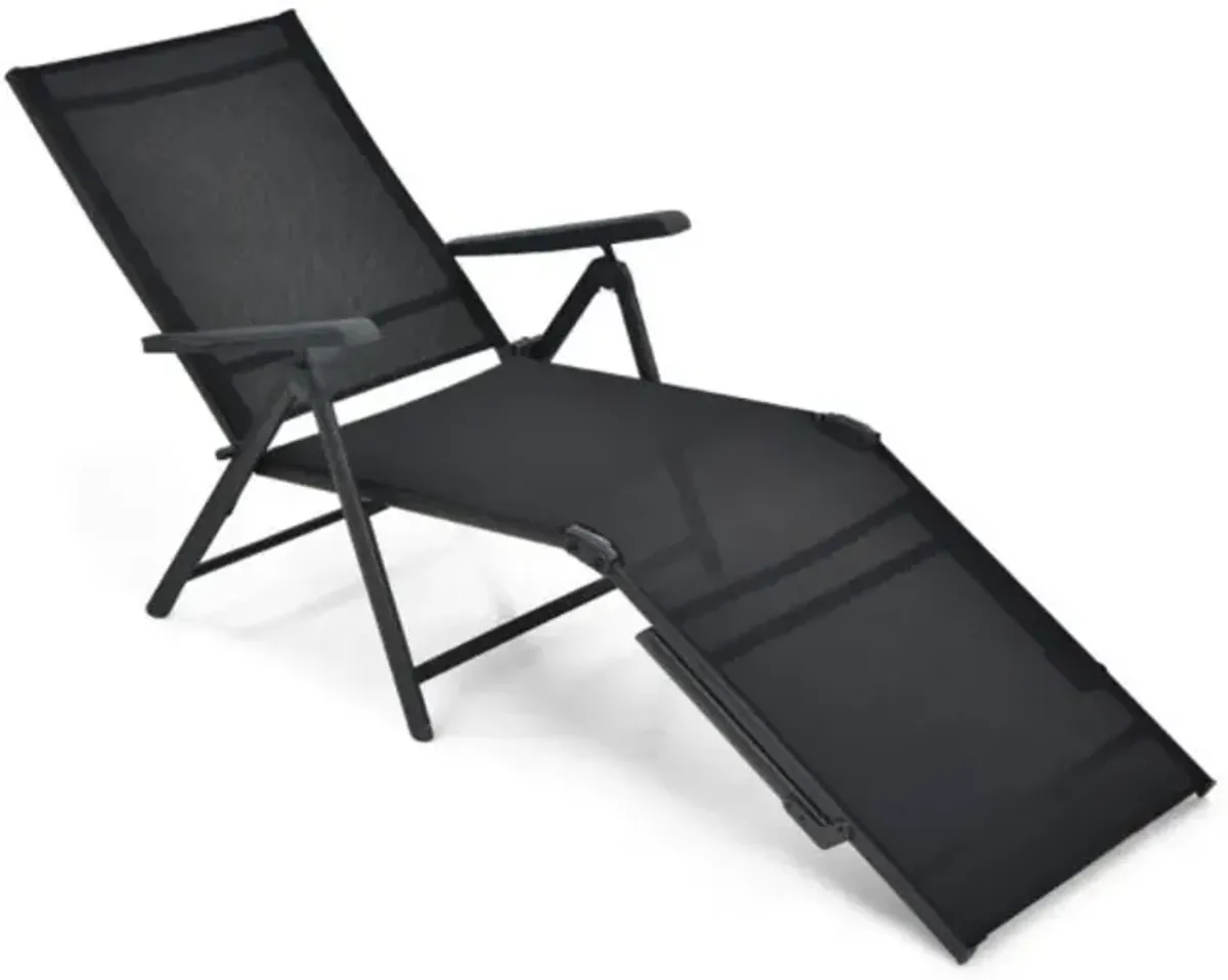 Hivvago Patio Foldable Chaise Lounge Chair with Backrest and Footrest