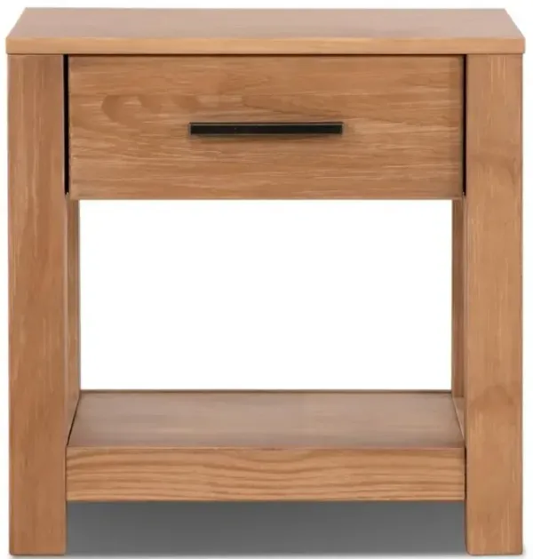 Farmhouse Traditional Rustic Wood 1-Drawer Nightstand Bedside Table