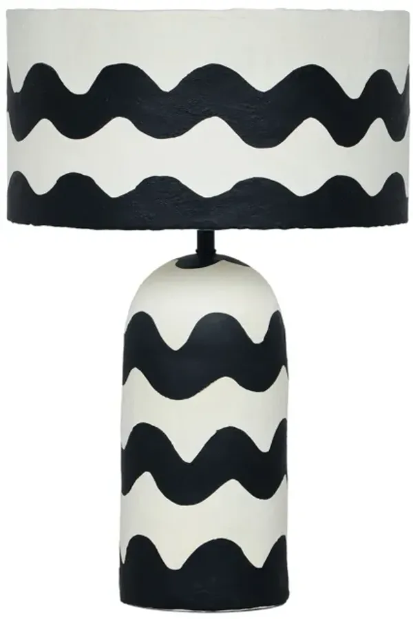 Tropea Black Waves Papier Mache Table Lamp