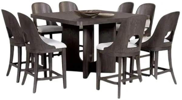 Zoko 7pc Counter Height Dining Table Set, Polyester, Ash Gray Wood - Benzara