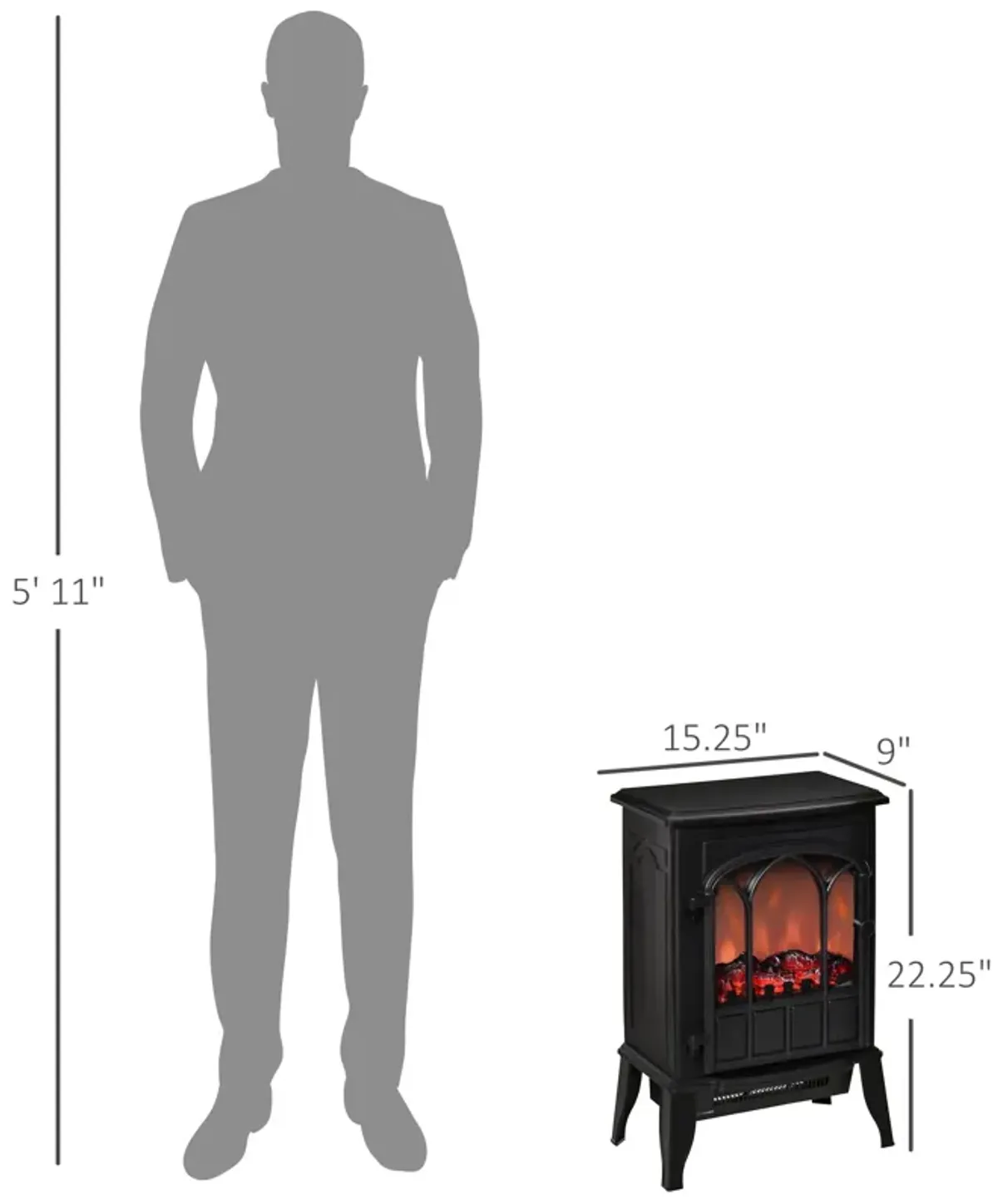 Black Home Heating: Modern Freestanding Electric Fireplace Heater