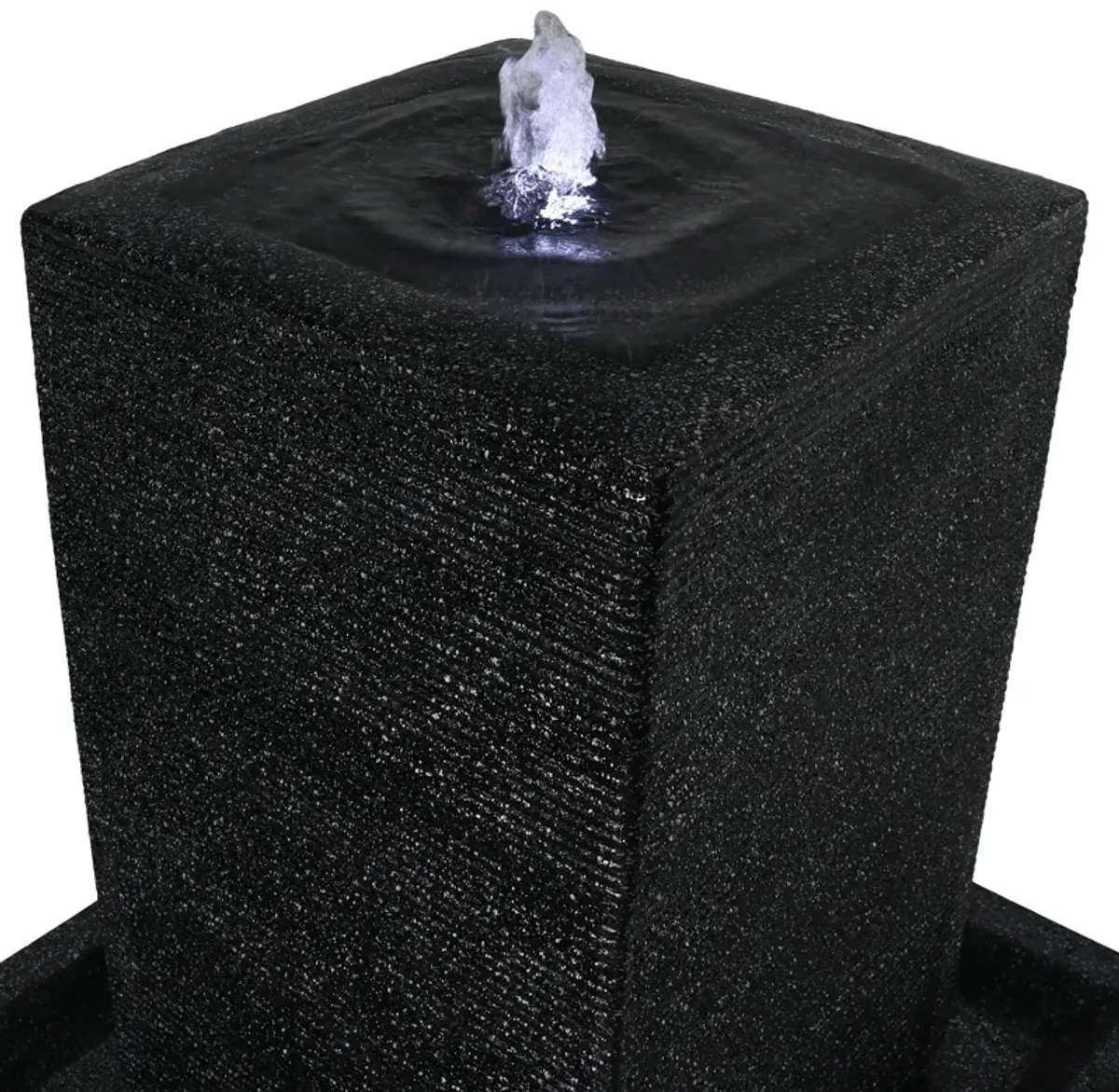 Sunnydaze Large Pillar Outdoor Water Fountain with LED Lights - 40 in