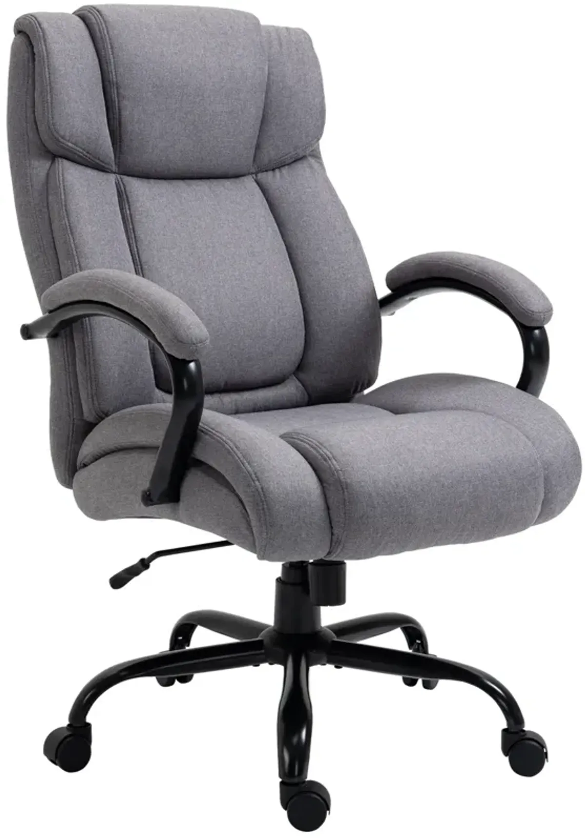 Vinsetto High Back Big and Tall Executive Office Chair 484lbs with Wide Seat, Computer Desk Chair with Linen Fabric, Adjustable Height, Swivel Wheels, Light Grey