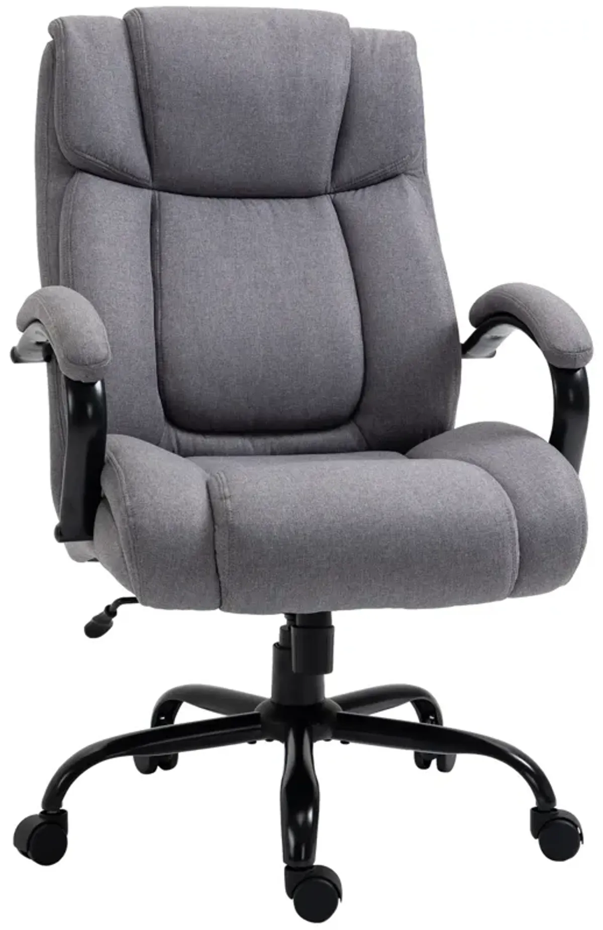 Vinsetto High Back Big and Tall Executive Office Chair 484lbs with Wide Seat, Computer Desk Chair with Linen Fabric, Adjustable Height, Swivel Wheels, Light Grey