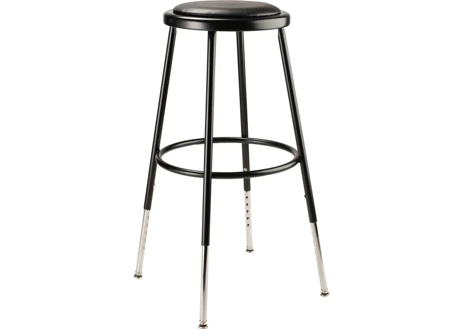 NPS® 25"-33" Height Adjustable Heavy Duty Vinyl Padded Steel Stool, Black