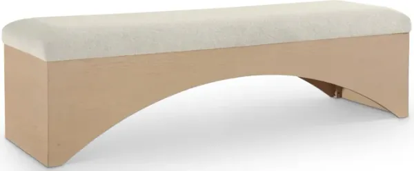 Meridian Furniture Lawson Cream Velour Fur Fabric Bench