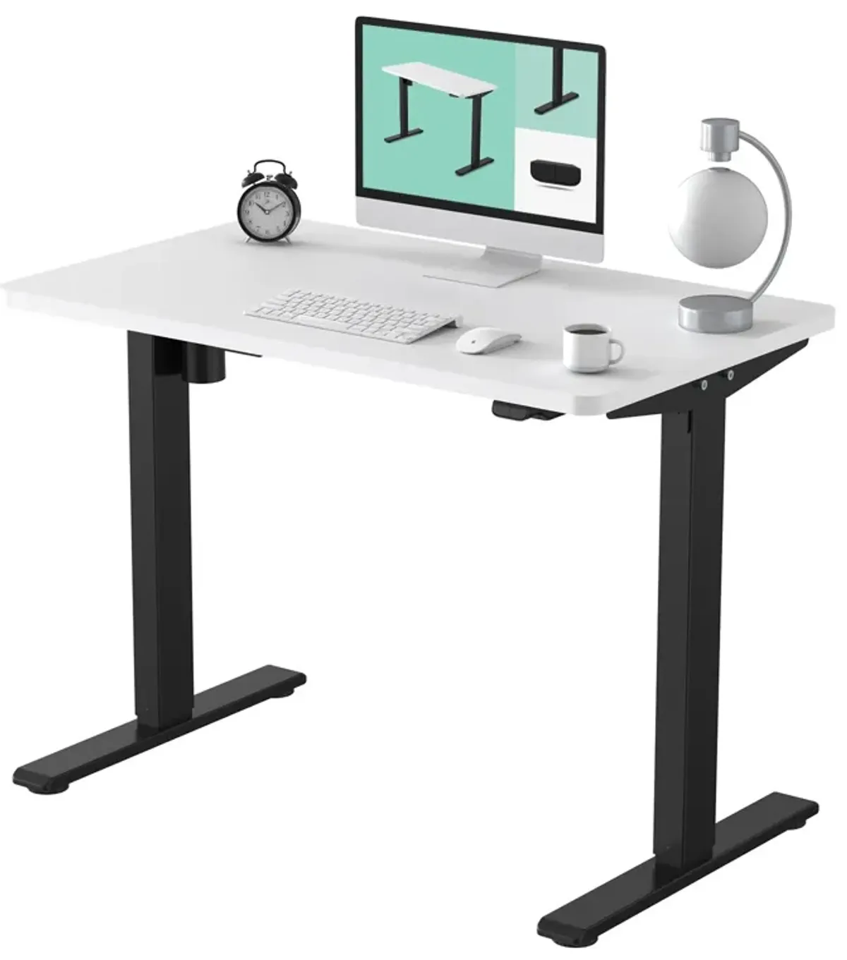 FLEXISPOT EC1 Electric Standing Desk 48 x 24 Inches Height Adjustable Desk Sit Stand Desk Home Office Desks Whole-Piece Desk Boa