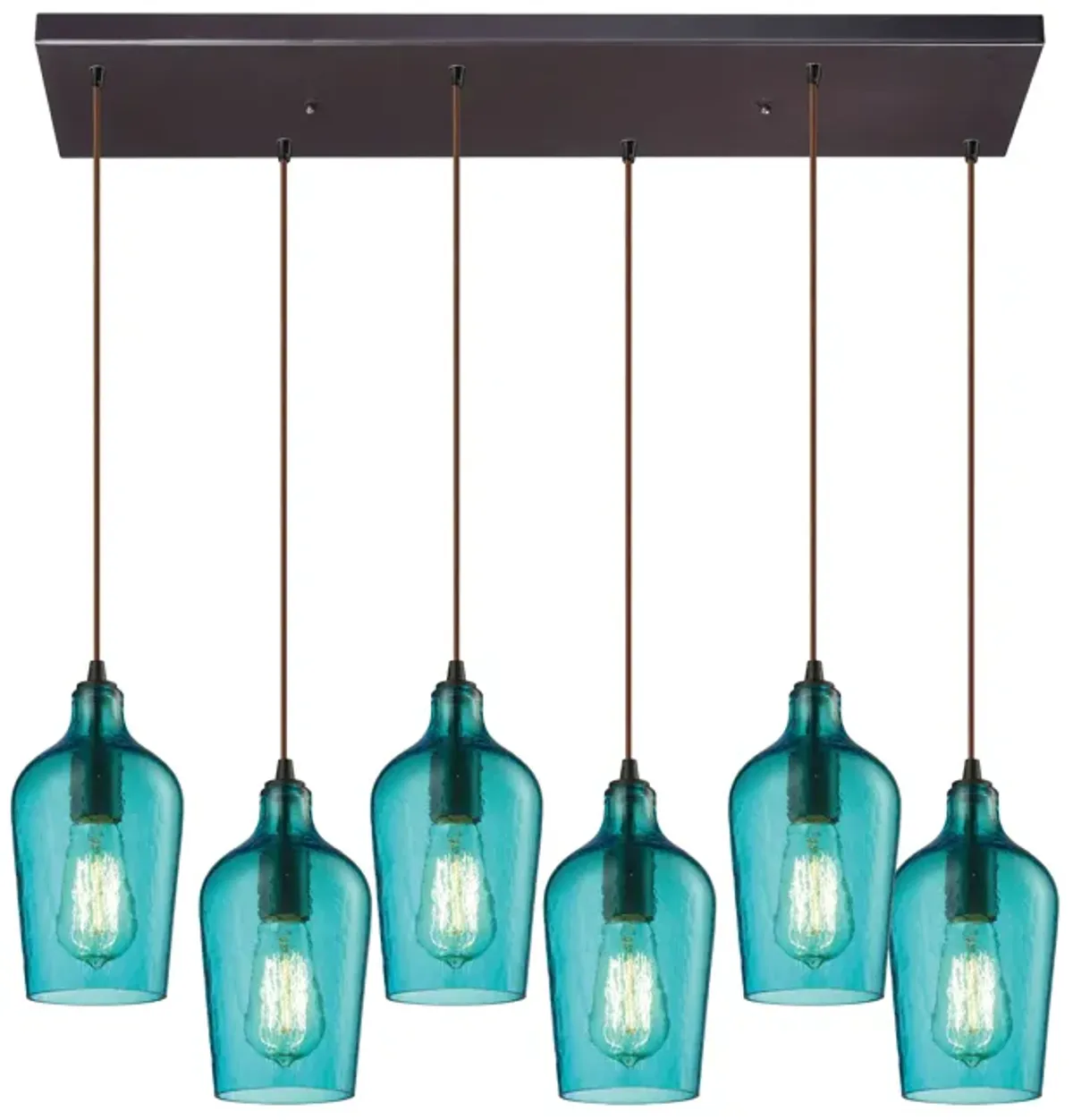 Hammered 30" Agua Glass Mini Pendant