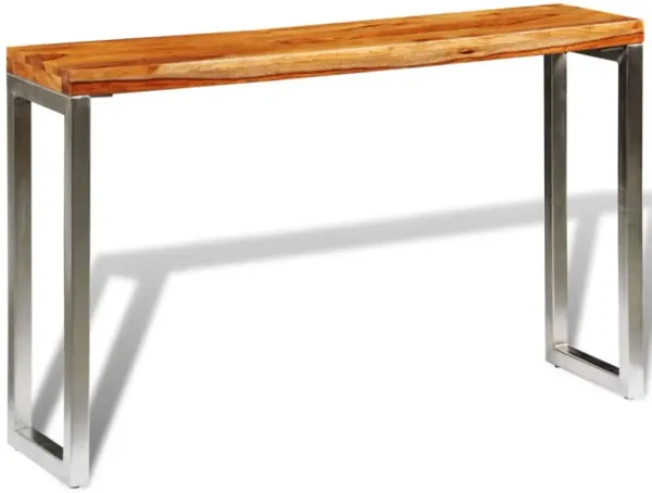 vidaXL Solid Sheesham Wood Console Table with Steel Leg
