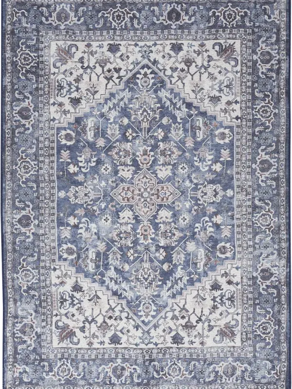 Machine Washable Series 1 SR104 Navy/Ivory 7'10" x Round Rug