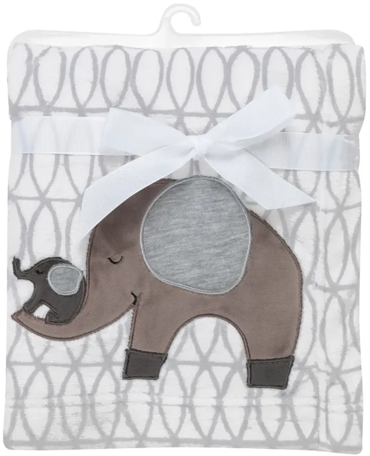 Bedtime Originals Elephant Love Gray/White Fleece Appliqued Baby Blanket