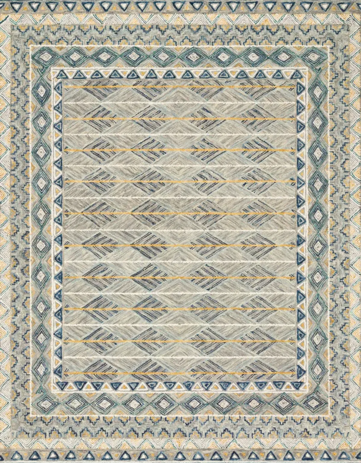 Priti PRT02 Grey/Lagoon 3'6" x 5'6" Rug