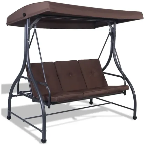 3 Seats Outdoor Swing Hammock with Adjustable Tilt Canopy